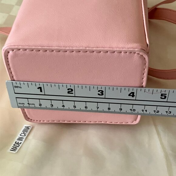 LUI SUI Girl's Fruits one Wallet Shoulder Pink Bag Strawberry Milk Size 4x10x3,5 - Picture 11 of 13